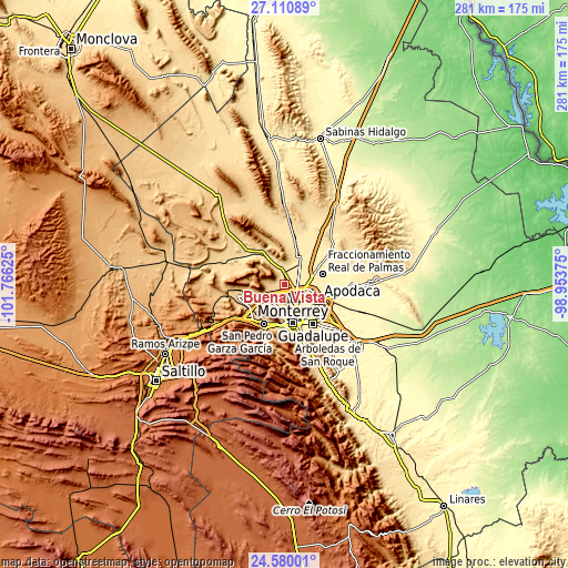 Topographic map of Buena Vista