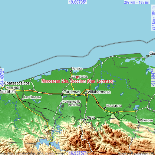 Topographic map of Mecoacán 2da. Sección (San Lorenzo)