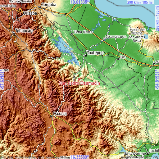 Topographic map of San Pedro Ozumacín