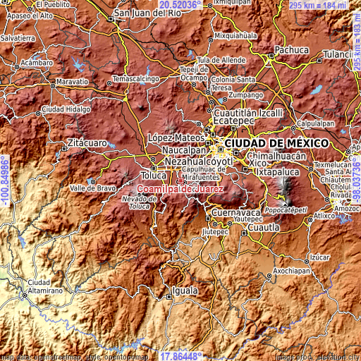 Topographic map of Coamilpa de Juárez