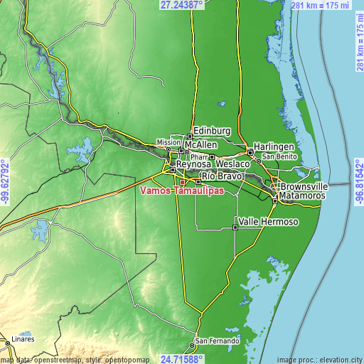 Topographic map of Vamos Tamaulipas