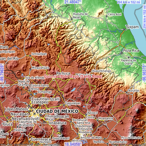 Topographic map of Colonia 28 de Mayo (Santa Rosa)