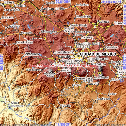 Topographic map of Fraccionamiento y Club de Golf los Encinos