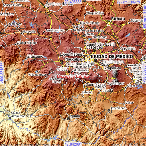 Topographic map of Mezapa la Fábrica