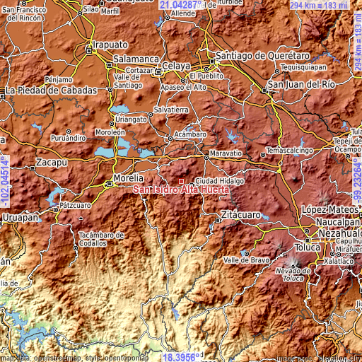 Topographic map of San Isidro Alta Huerta