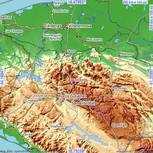 Topographic map of La Pimienta