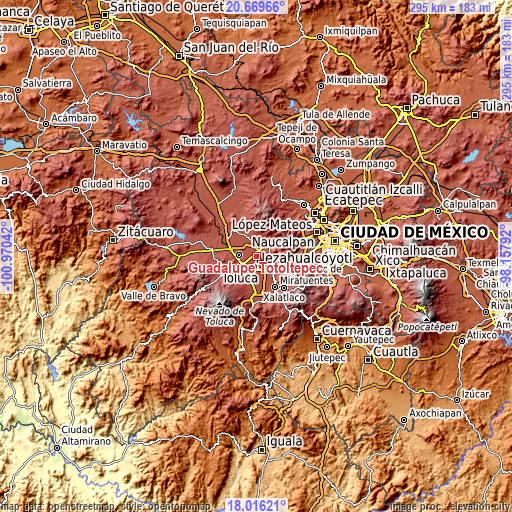 Topographic map of Guadalupe Totoltepec