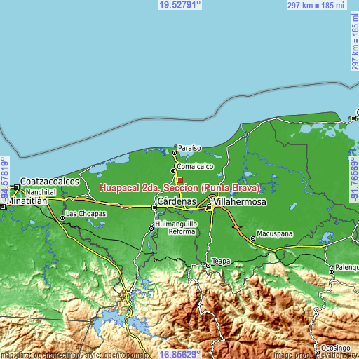 Topographic map of Huapacal 2da. Sección (Punta Brava)