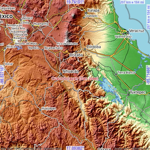 Topographic map of Cuautotolapan (San José)