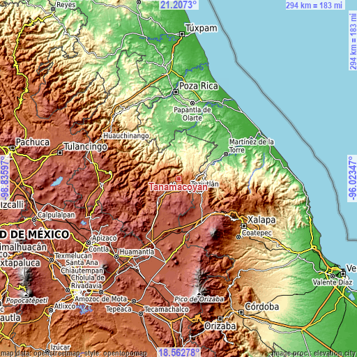 Topographic map of Tanamacoyan