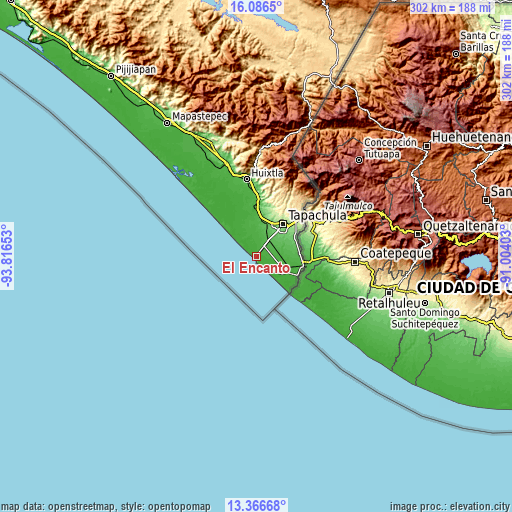 Topographic map of El Encanto