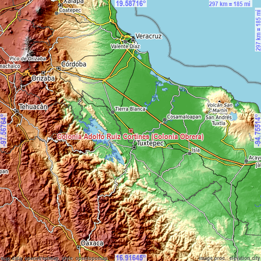 Topographic map of Colonia Adolfo Ruiz Cortines (Colonia Obrera)
