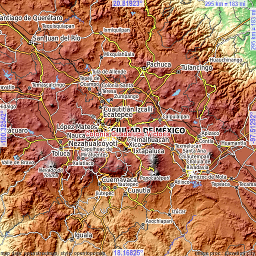 Topographic map of Colonia Guadalupe Victoria