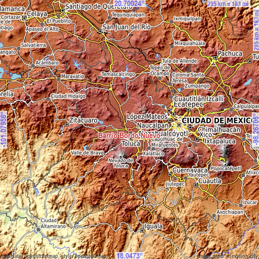 Topographic map of Barrio Bordo Nuevo