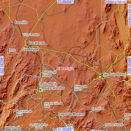 Topographic map of El Refugio