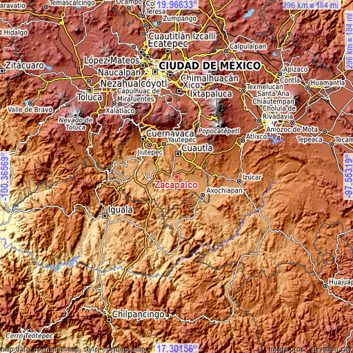 Topographic map of Zacapalco
