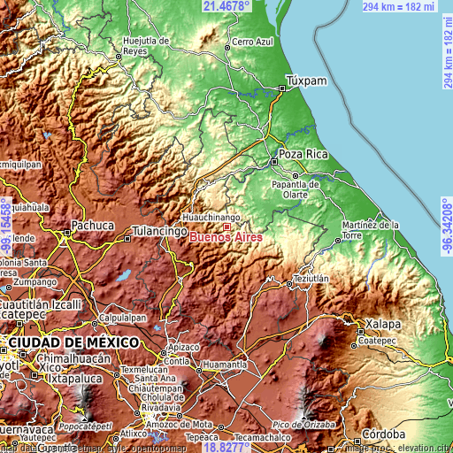 Topographic map of Buenos Aires