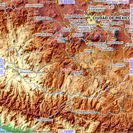 Topographic map of Paintla