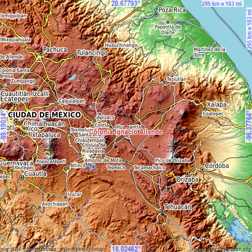 Topographic map of Colonia Ignacio Allende