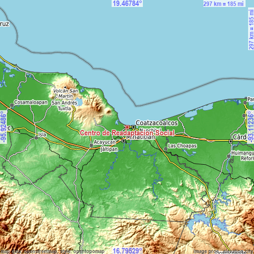 Topographic map of Centro de Readaptación Social
