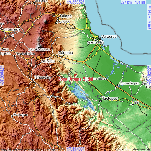 Topographic map of Zona Urbana Ejidal