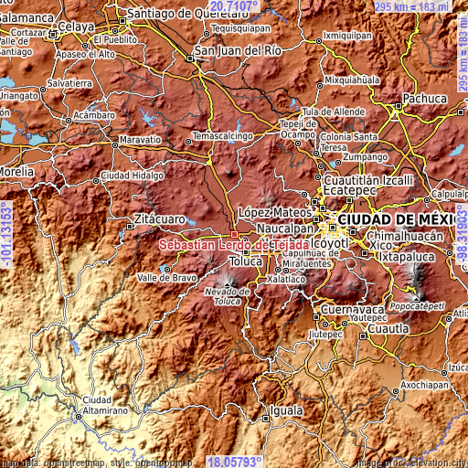 Topographic map of Sebastián Lerdo de Tejada