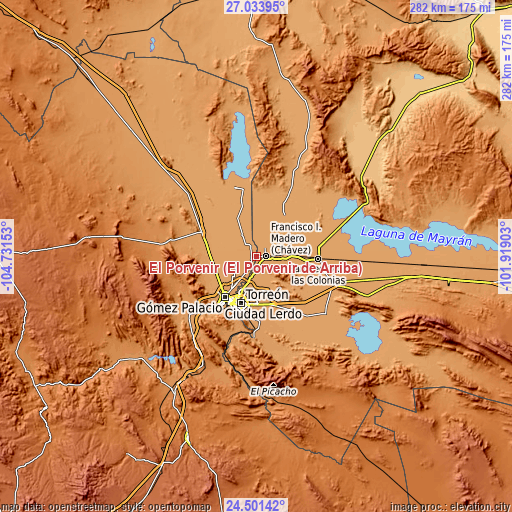 Topographic map of El Porvenir (El Porvenir de Arriba)