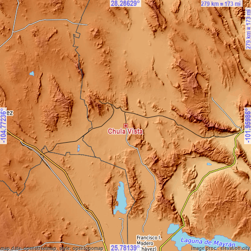 Topographic map of Chula Vista