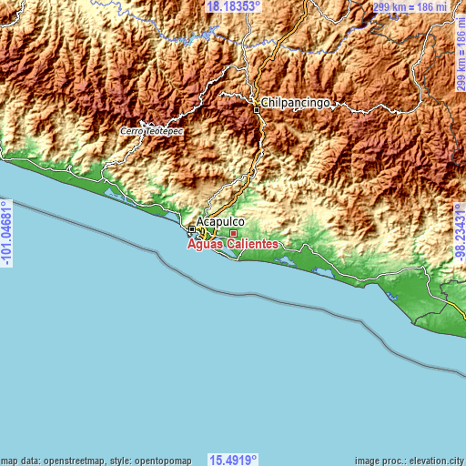 Topographic map of Aguas Calientes