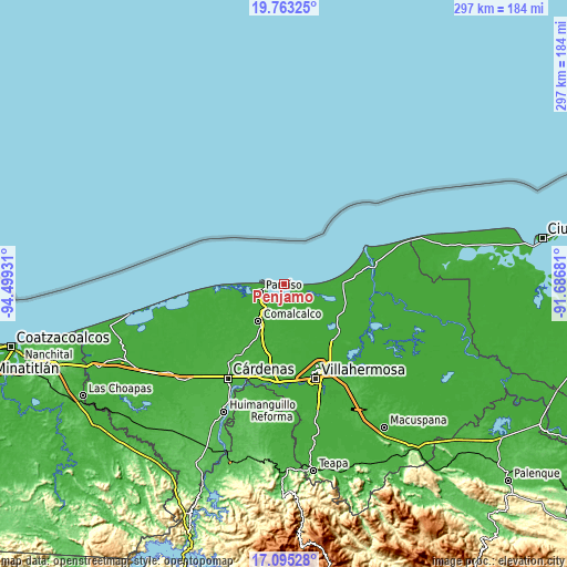 Topographic map of Pénjamo