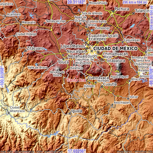 Topographic map of Santa Ana