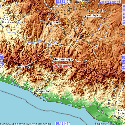 Topographic map of Cuonetzingo