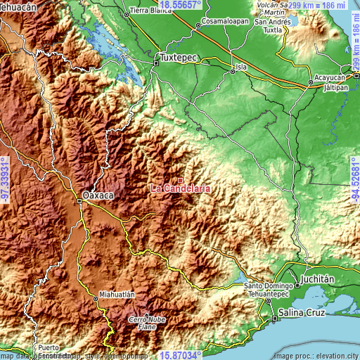 Topographic map of La Candelaria