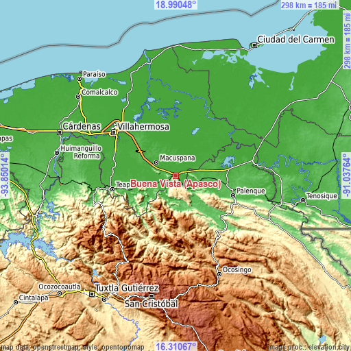 Topographic map of Buena Vista (Apasco)