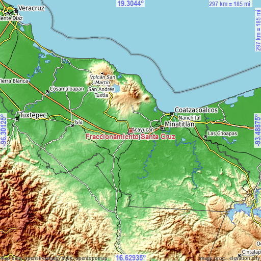 Topographic map of Fraccionamiento Santa Cruz