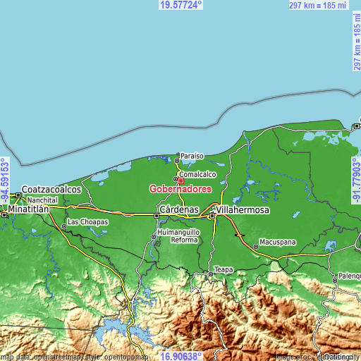Topographic map of Gobernadores