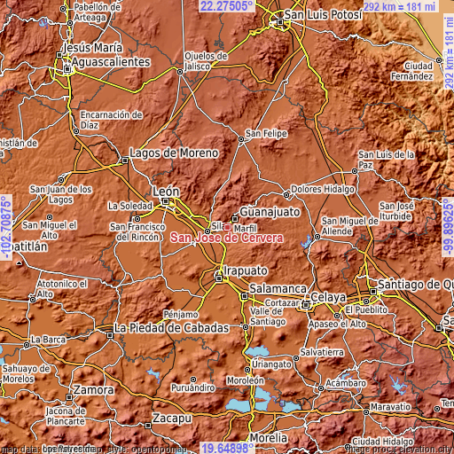 Topographic map of San José de Cervera