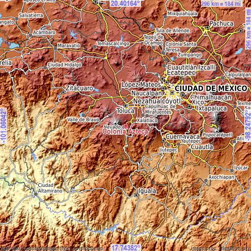 Topographic map of Colonia Azteca