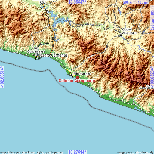 Topographic map of Colonia Aeropuerto