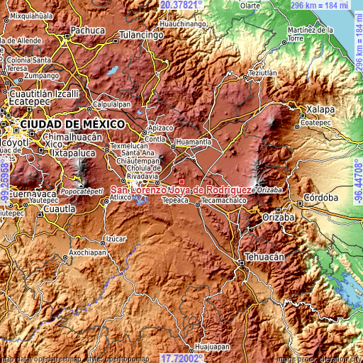 Topographic map of San Lorenzo Joya de Rodríguez