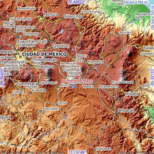 Topographic map of Primero de Mayo