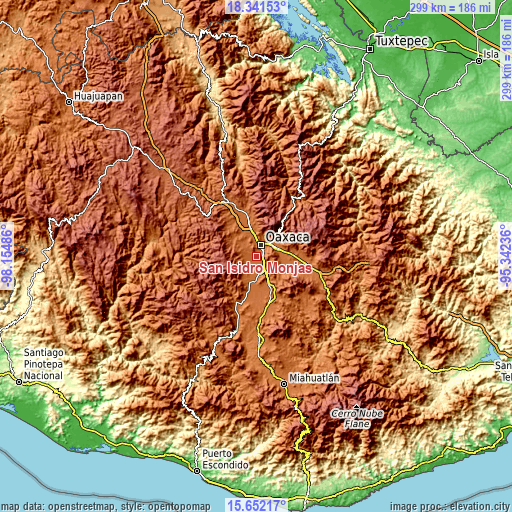 Topographic map of San Isidro Monjas