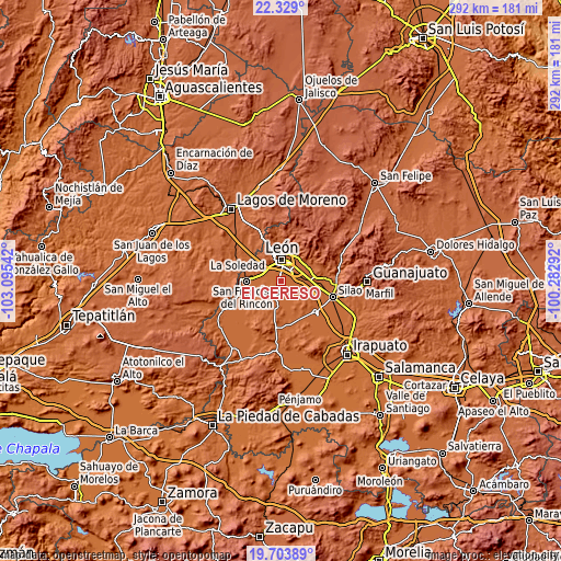Topographic map of El CERESO
