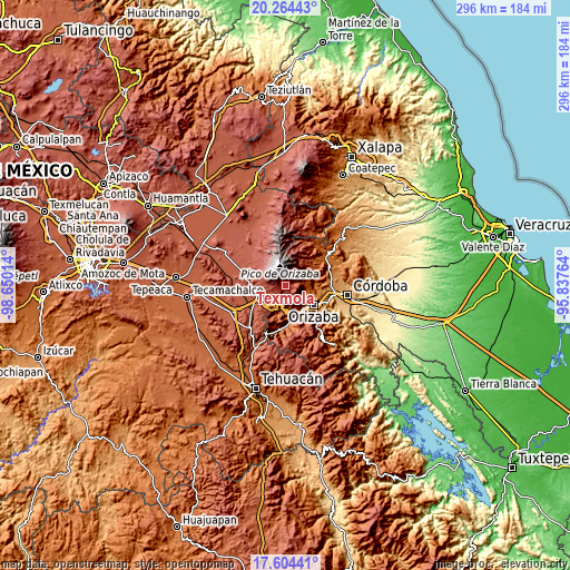 Topographic map of Texmola