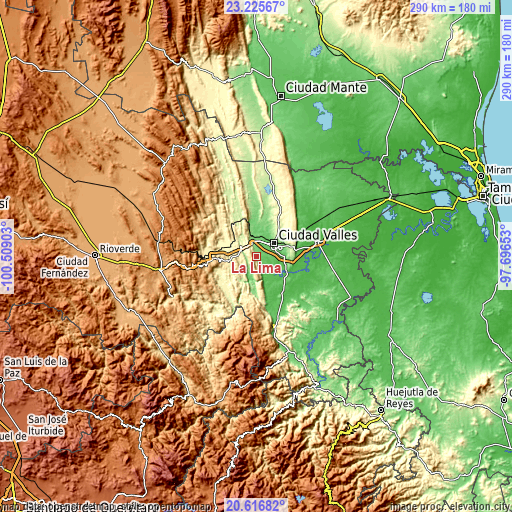 Topographic map of La Lima