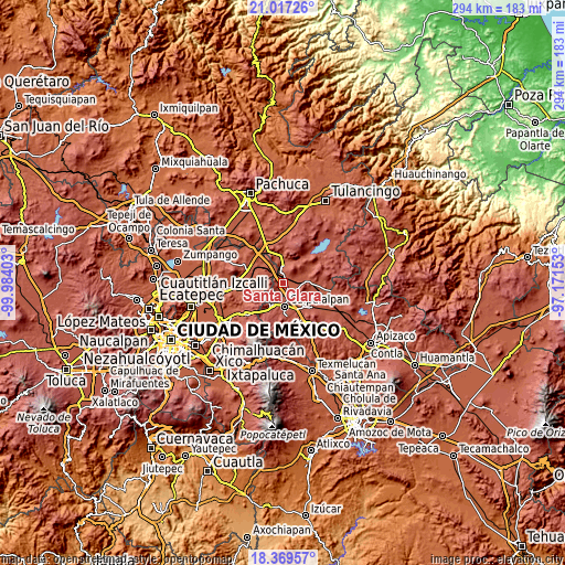 Topographic map of Santa Clara