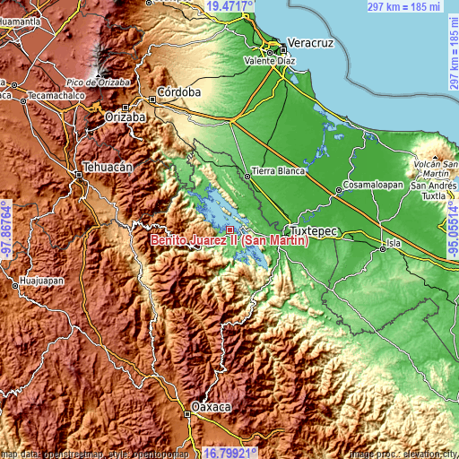 Topographic map of Benito Juárez II (San Martín)