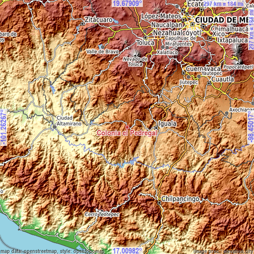 Topographic map of Colonia el Pedregal