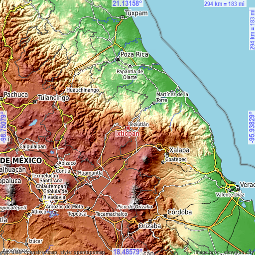 Topographic map of Ixticpan