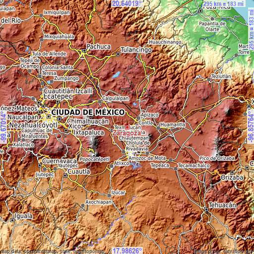 Topographic map of Zaragoza